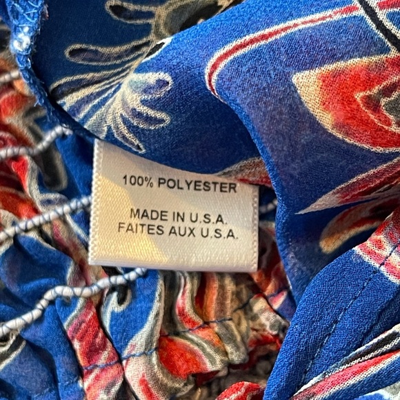 NWOT Misa Los Angeles Ancora Floral Tie Crop Top, Red, White, Blue, Sheer, Small - Picture 7 of 16